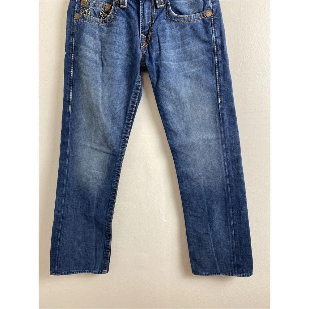True Religion Denim Jeans Size 30 Straight Blue Stitched Western Cowboy Cotton